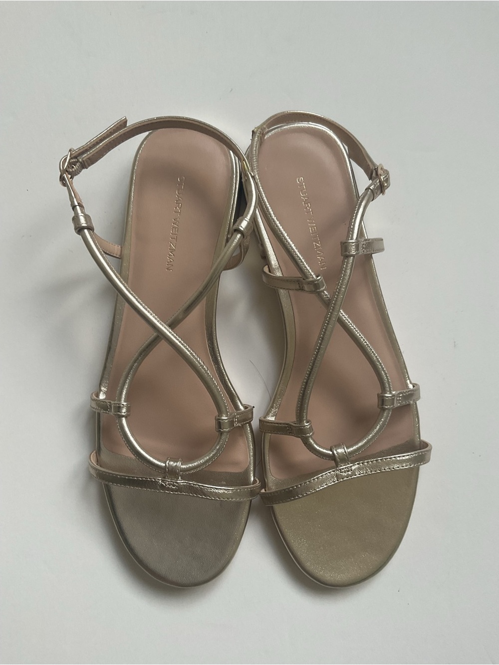 Stuart Weitzman Gold Strappy Sandals